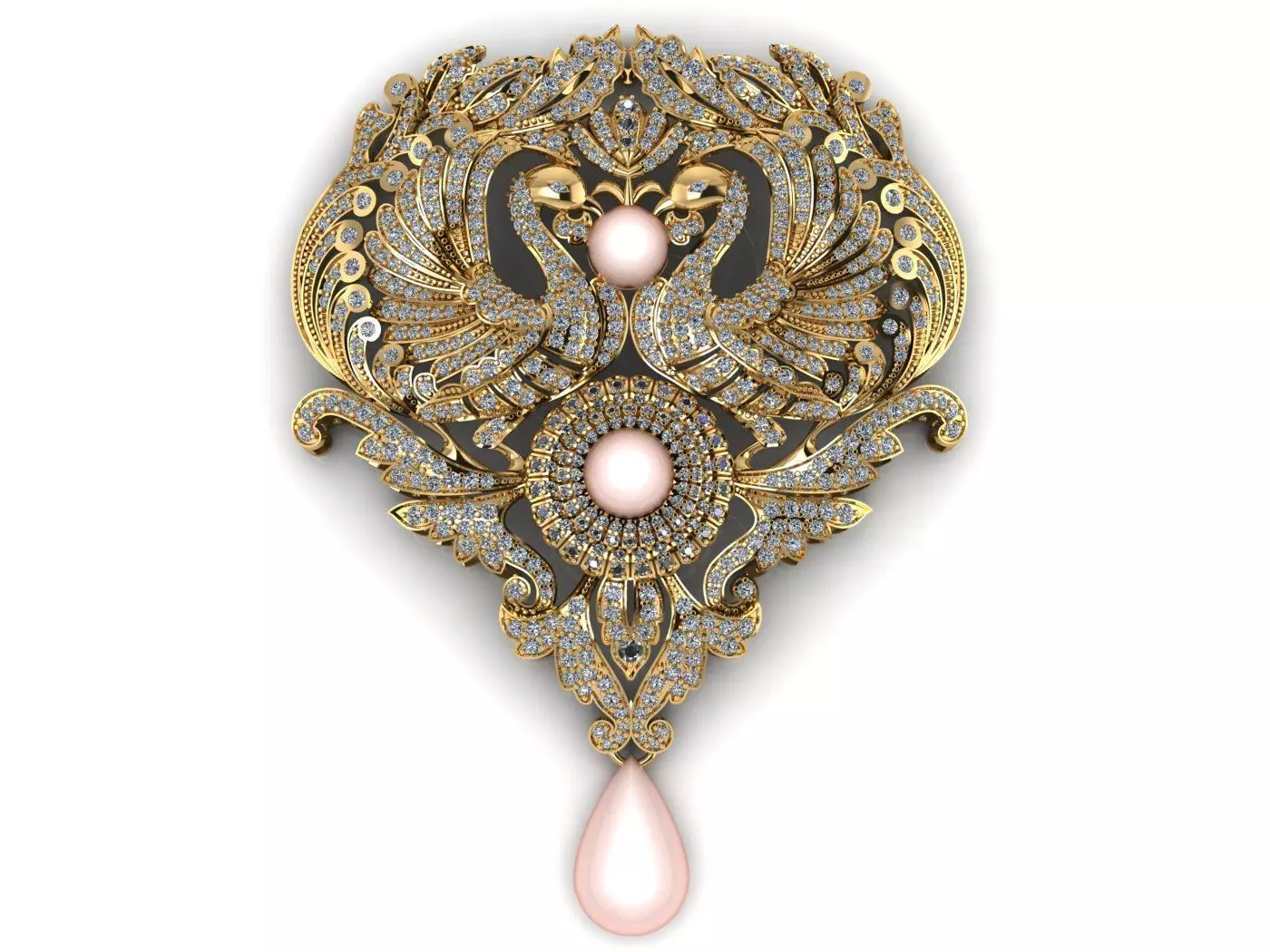 Pearl Peacock Necklace 3D print model