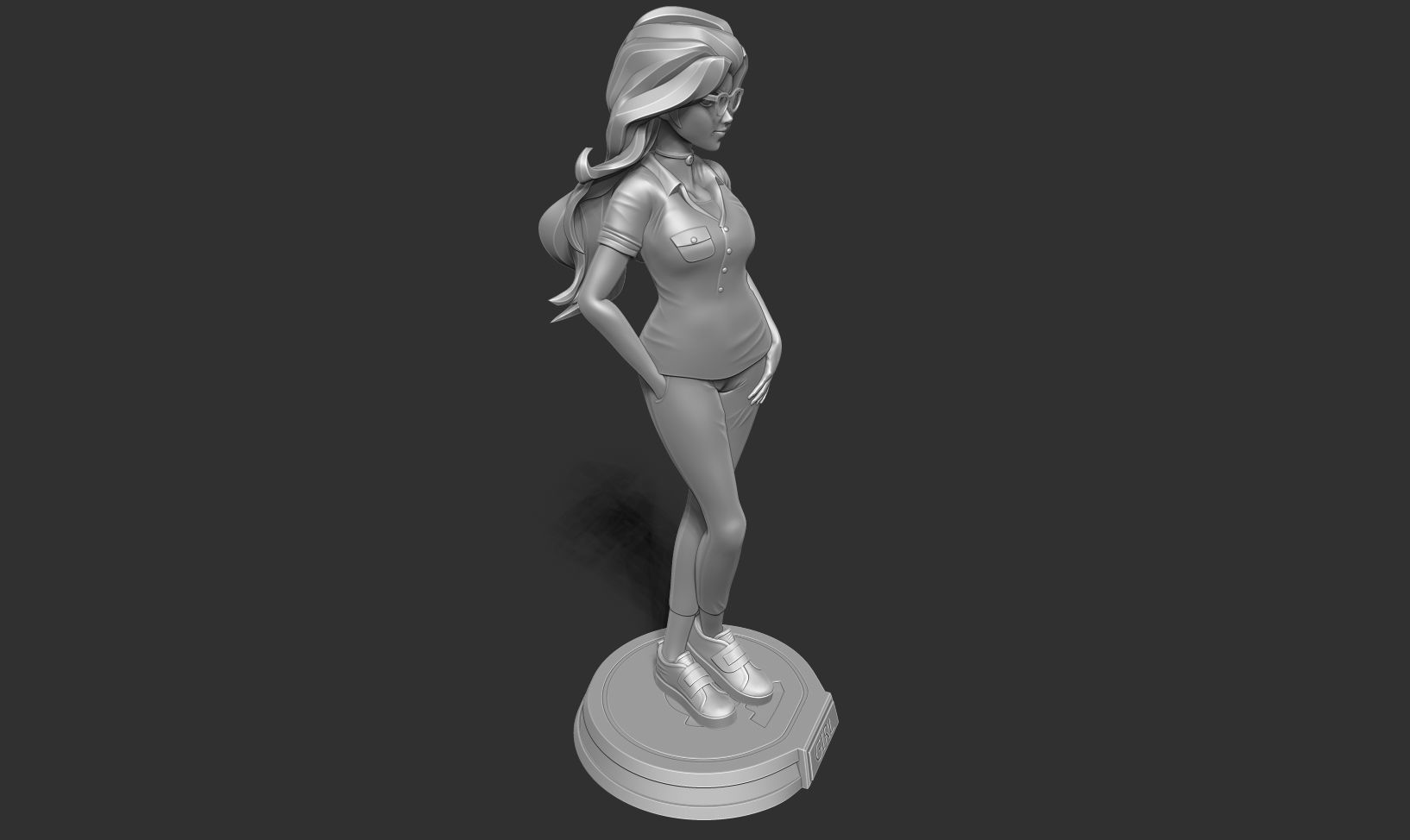 Girl with glasses 3D print model_17