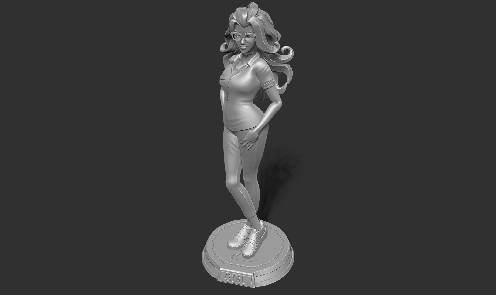 Girl with glasses 3D print model_19