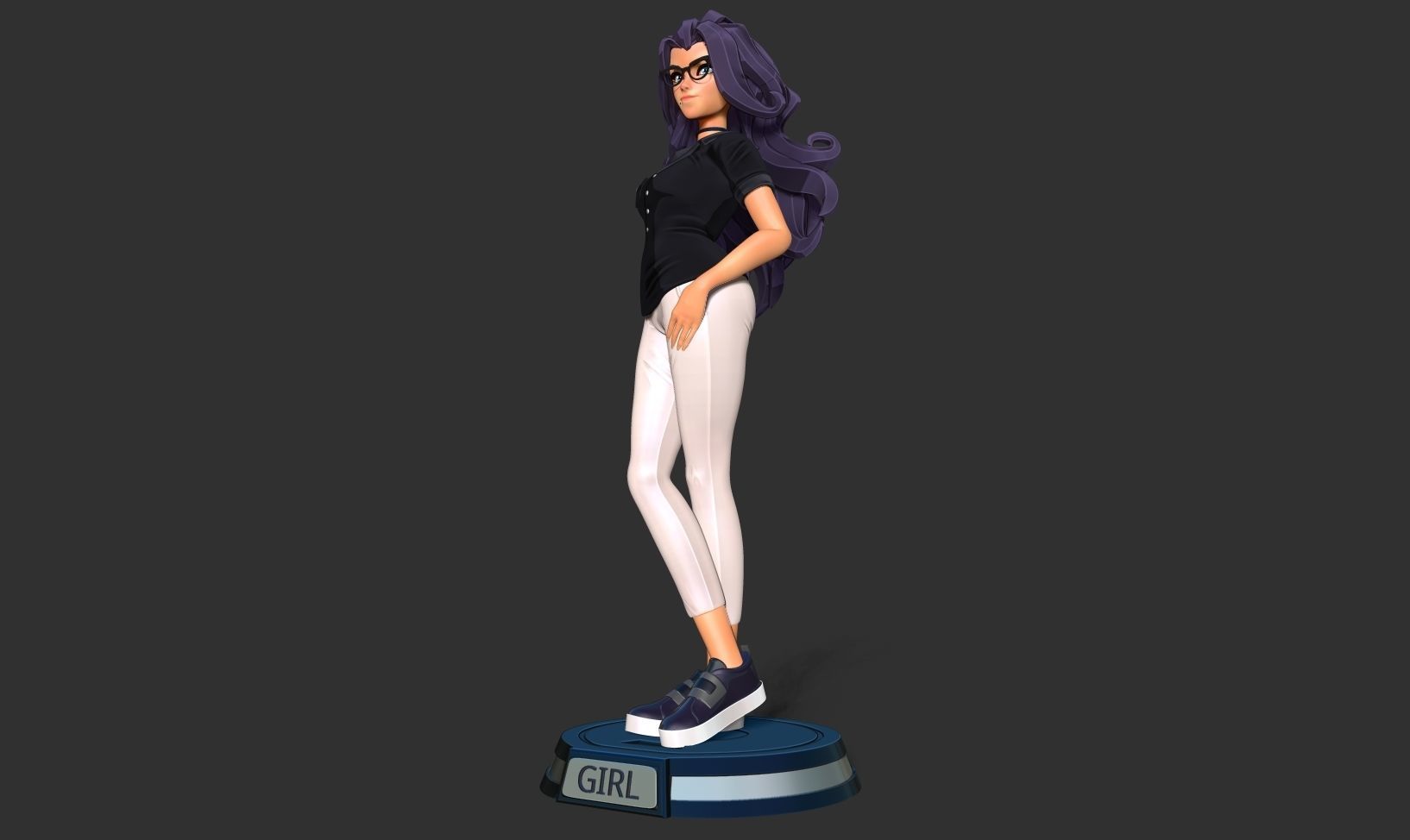 Girl with glasses 3D print model_18