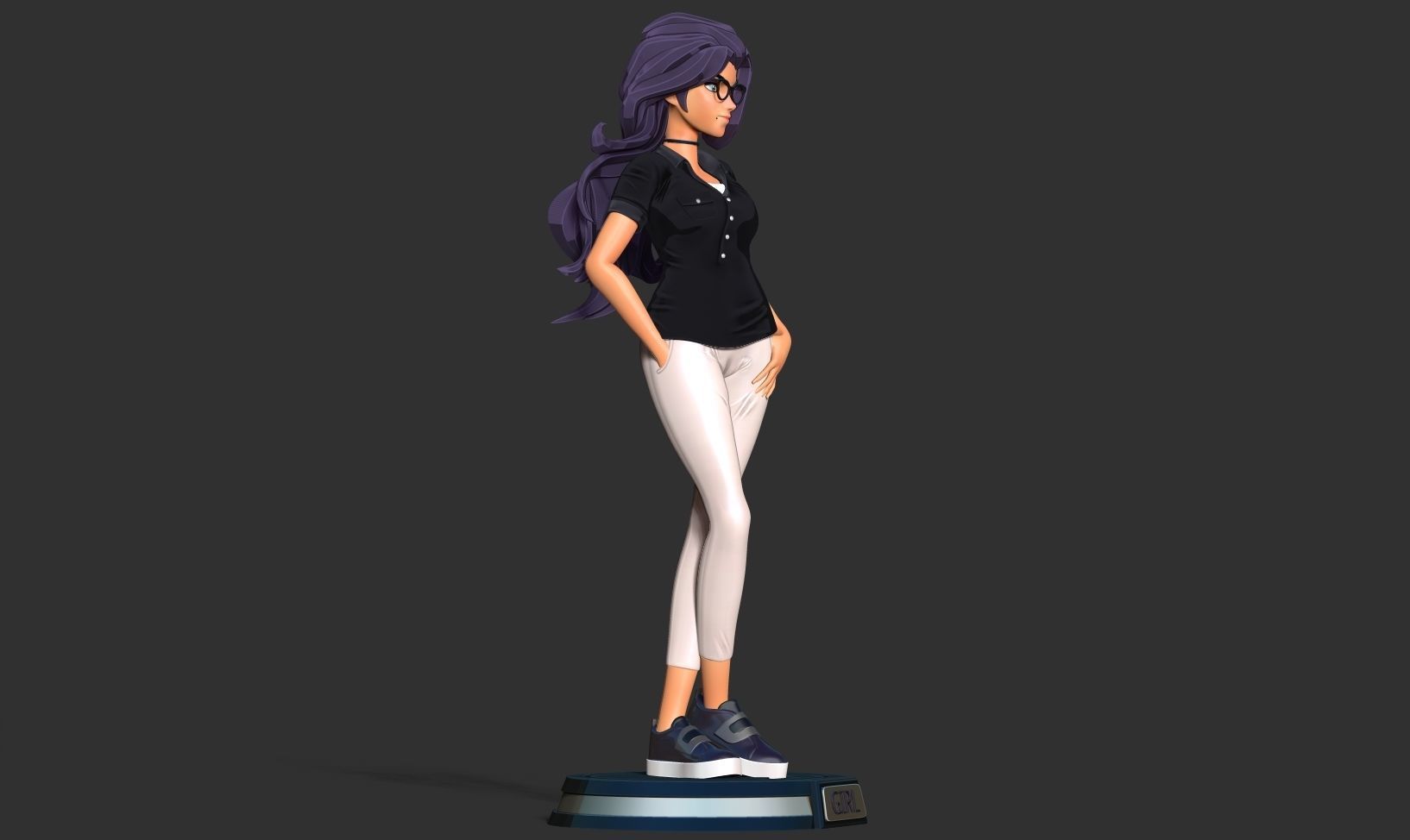 Girl with glasses 3D print model_16