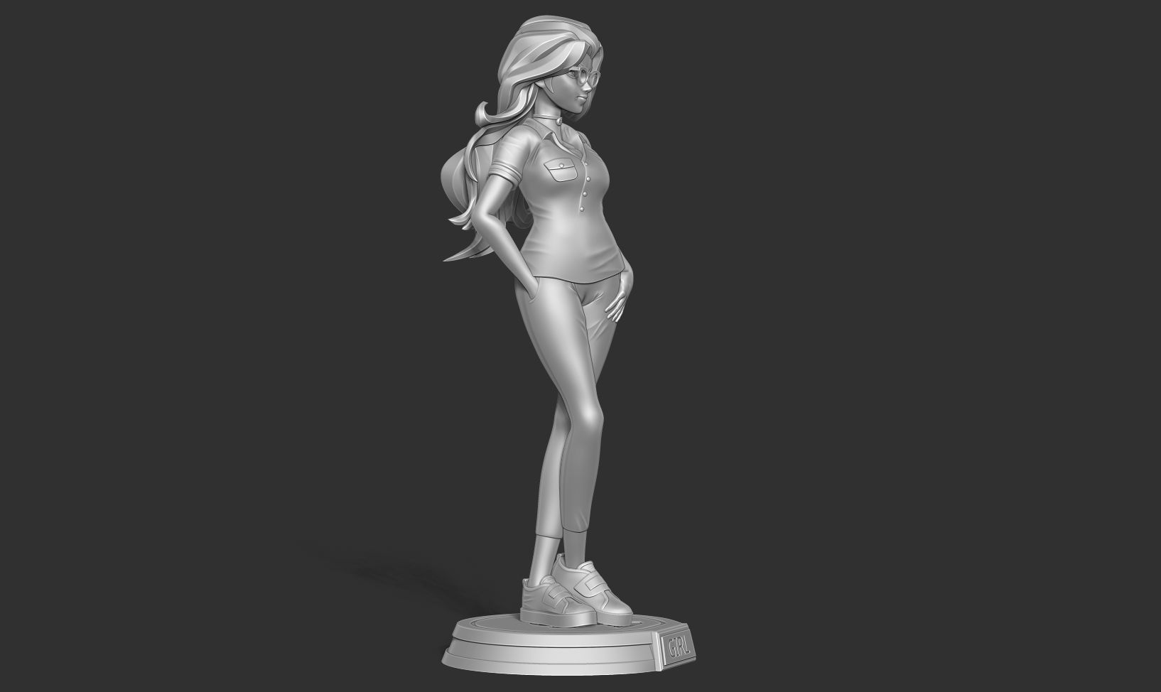 Girl with glasses 3D print model_15