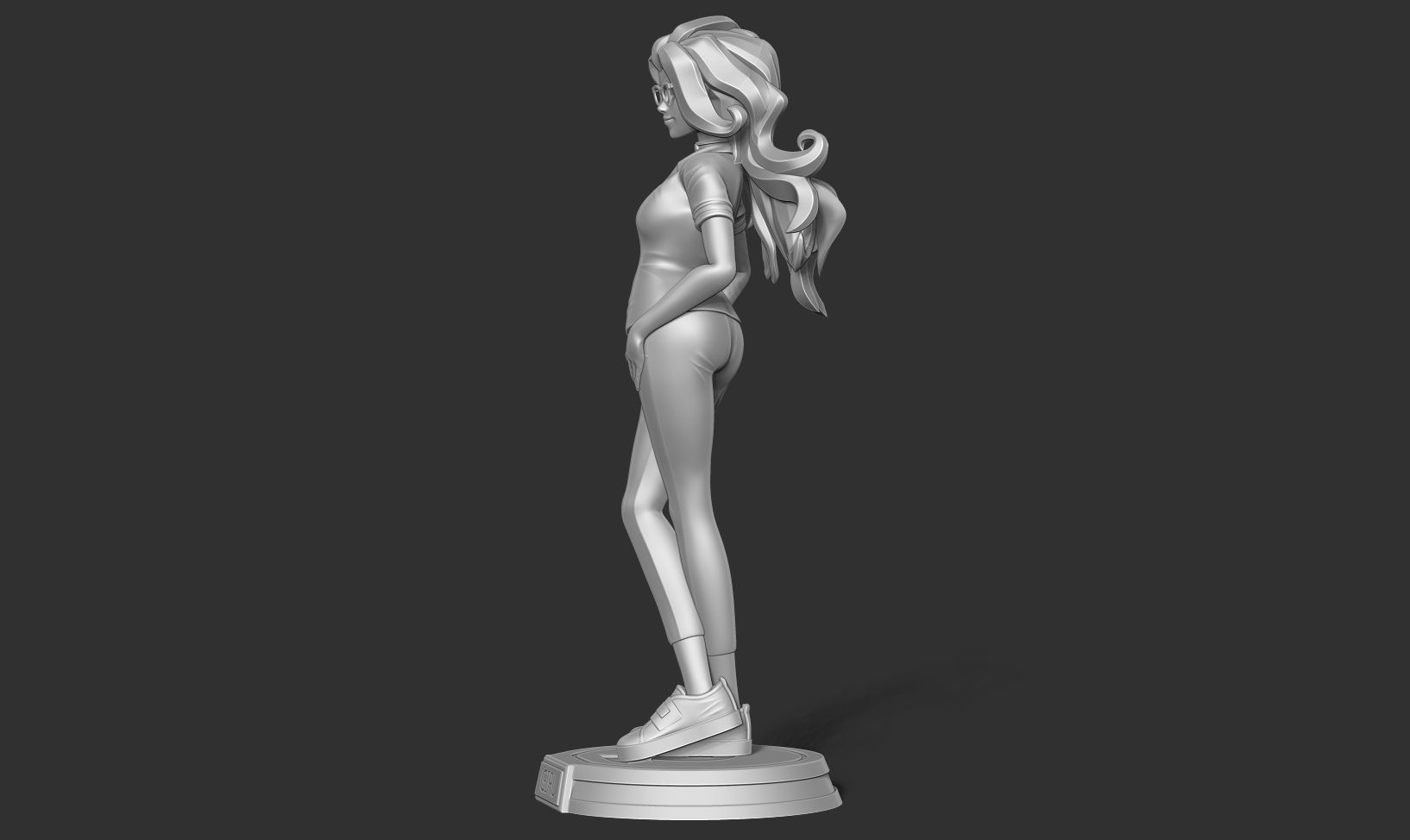 Girl with glasses 3D print model_11