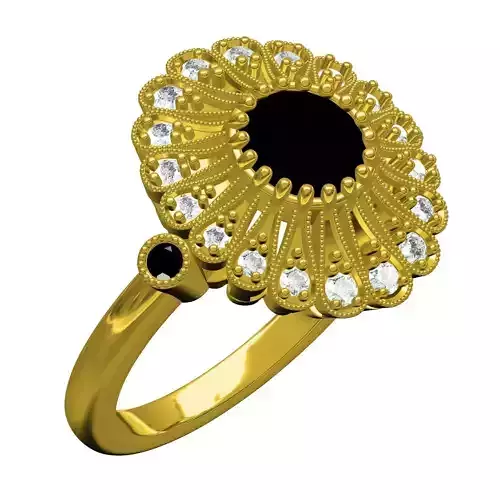 Black Diamond Vintage Engagement Ring for Women