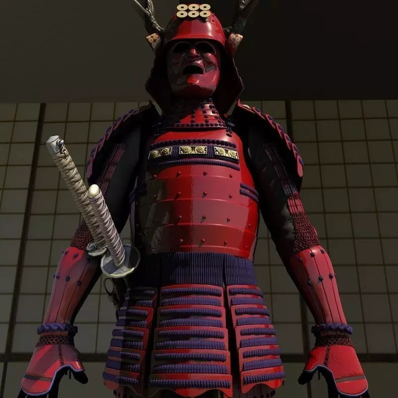 Samurai Armor Red Sanada Clan 3D model_0