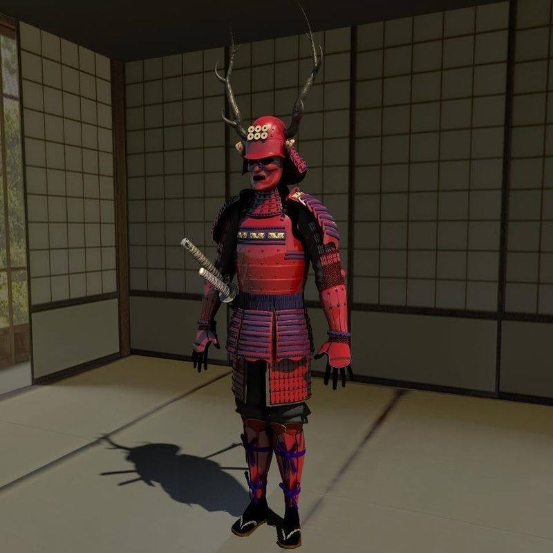 Samurai Armor Red Sanada Clan 3D model_1