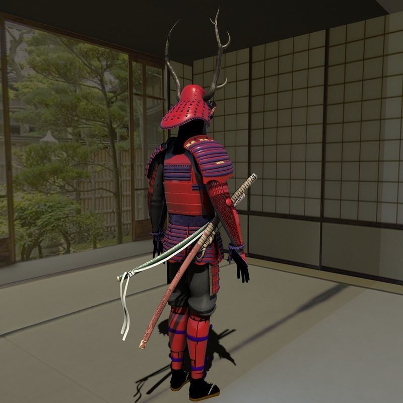 Samurai Armor Red Sanada Clan 3D model_2