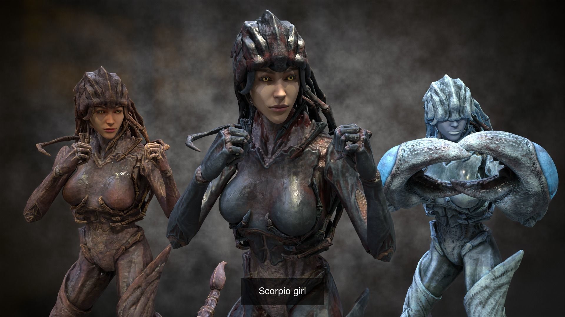 Flock of beetle girls 3D Model Collection_14