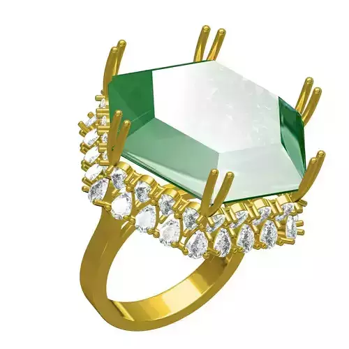 Hexagon Stone Diamond Stone Cocktail Ring