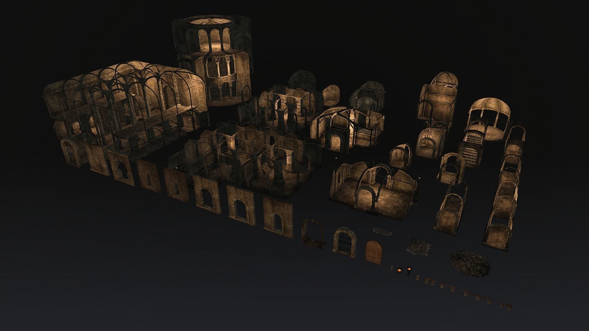 Dungeon 01 Tileset - Game ready dungeon Low-poly 3D model_2