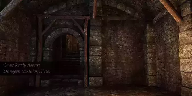 Dungeon 01 Tileset - Game ready dungeon Low-poly 3D model