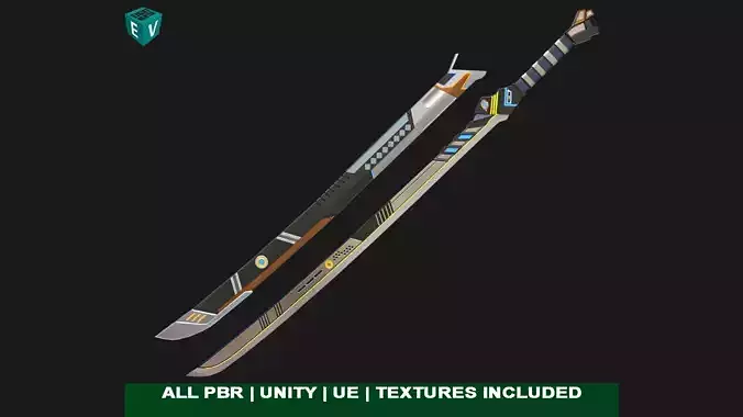  Sci-Fi Sword 01 All PBR Unity UE Textures Included