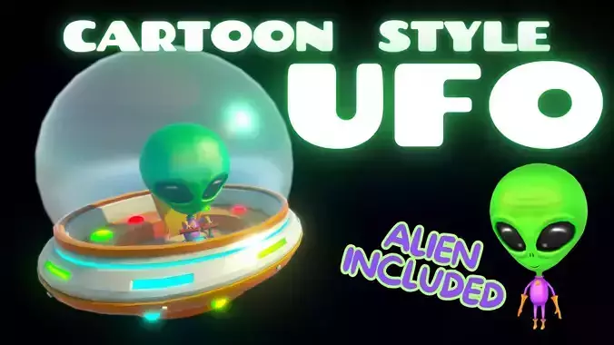 Cartoon Style UFO Alien Included 3D game assets
