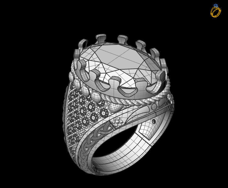 Turkish-Style Royal Gents Ring 3D print model_5
