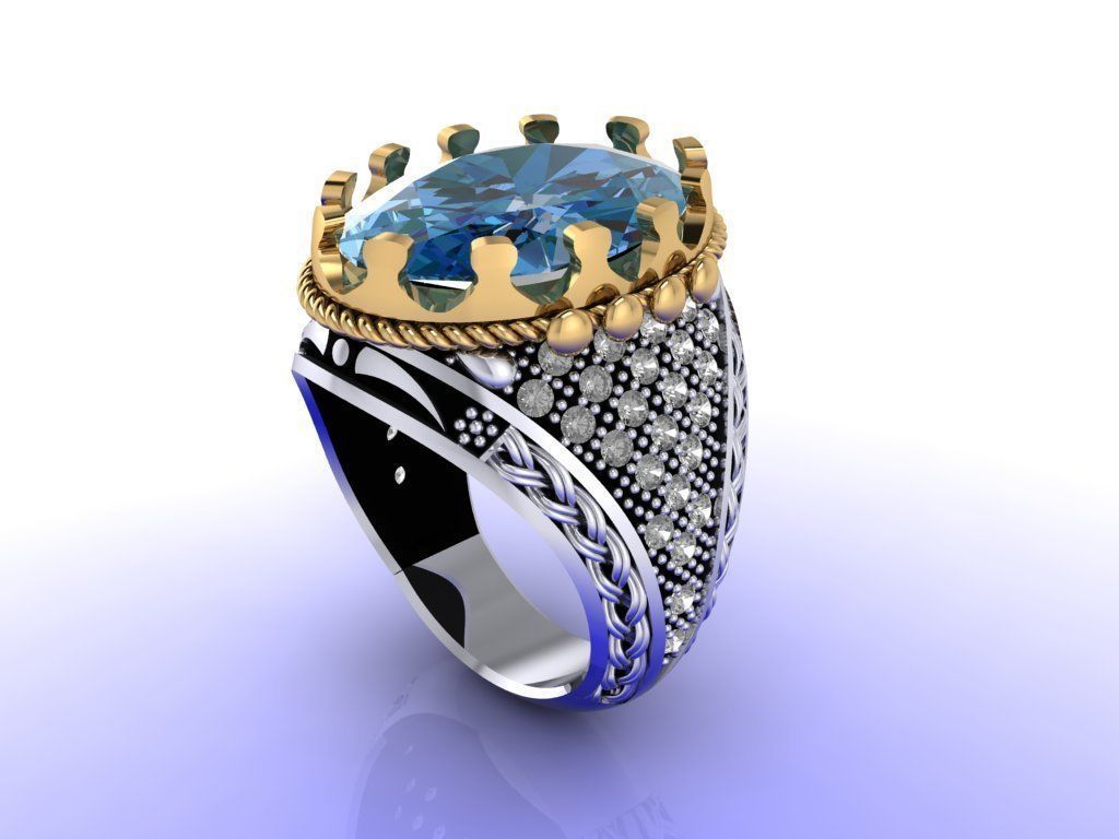 Turkish-Style Royal Gents Ring 3D print model_3