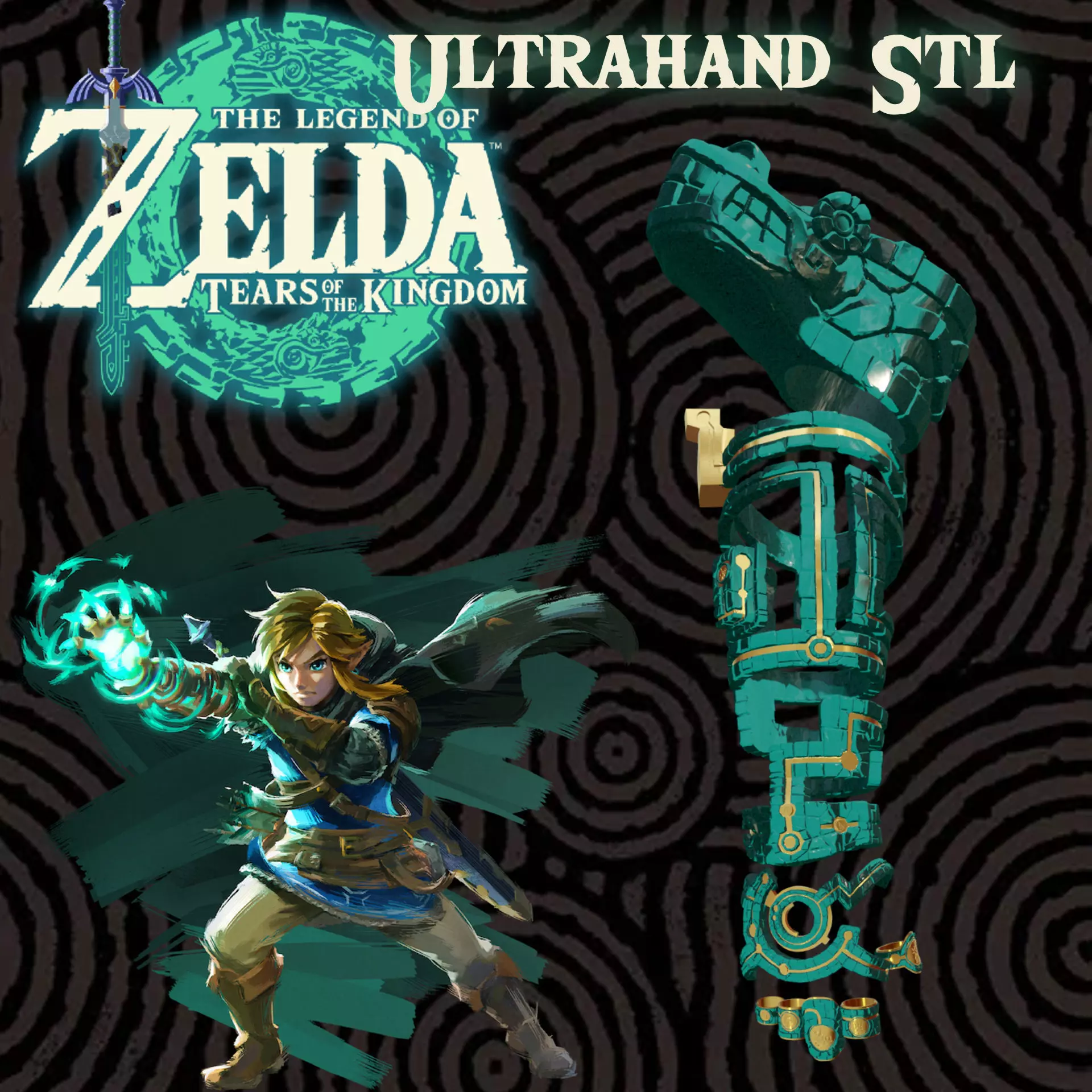 Link UltraHand and Rings Set  Runes Zelda Tears of the Kingdom 3D print model_0