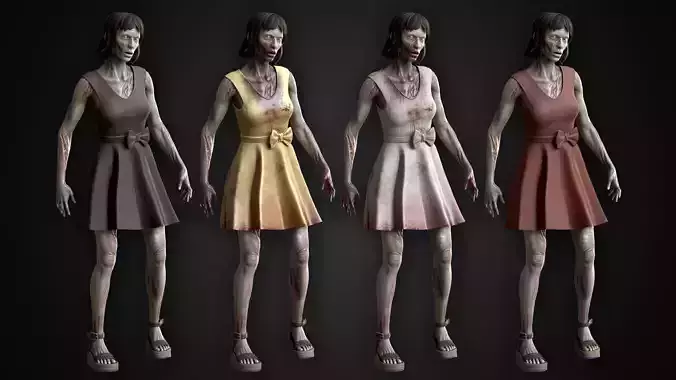 Female Zombie Dress Low-poly 3D model
