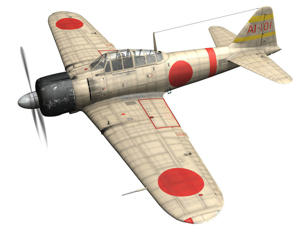 Mitsubishi A6M2 Zero - Carrier Akagi 3D model_2