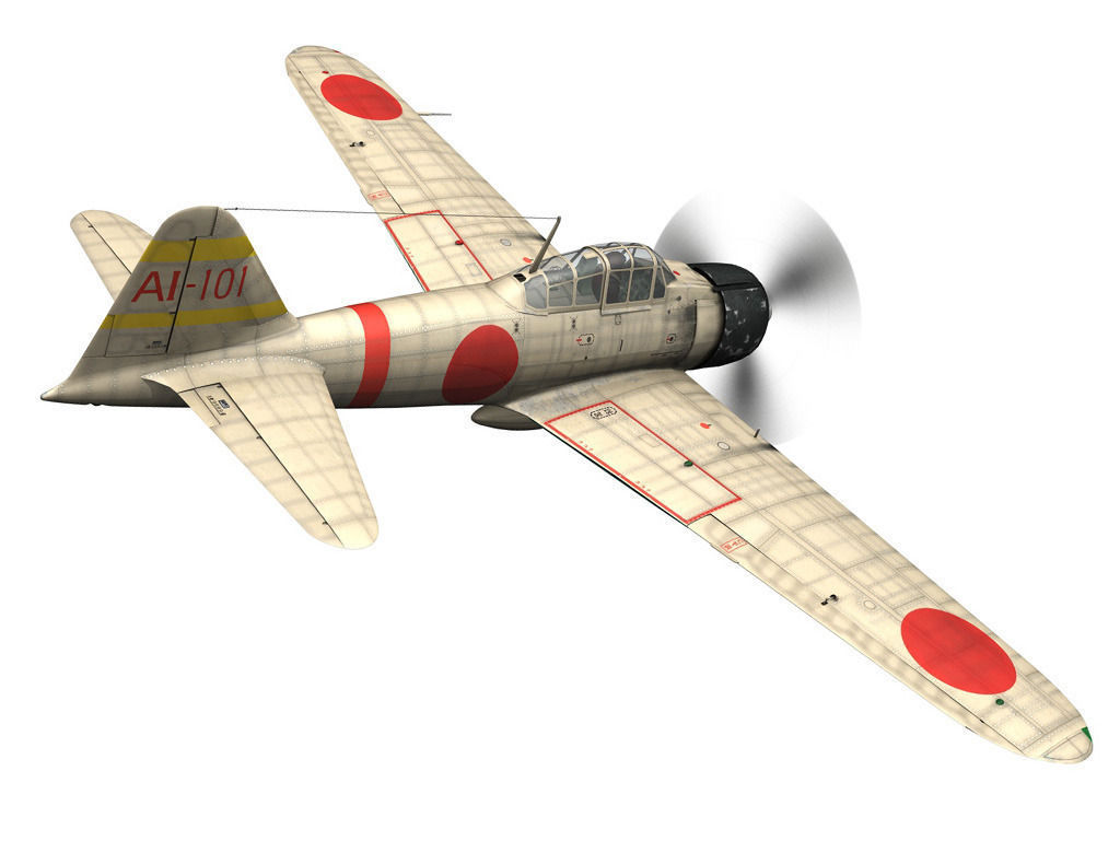Mitsubishi A6M2 Zero - Carrier Akagi 3D model_5
