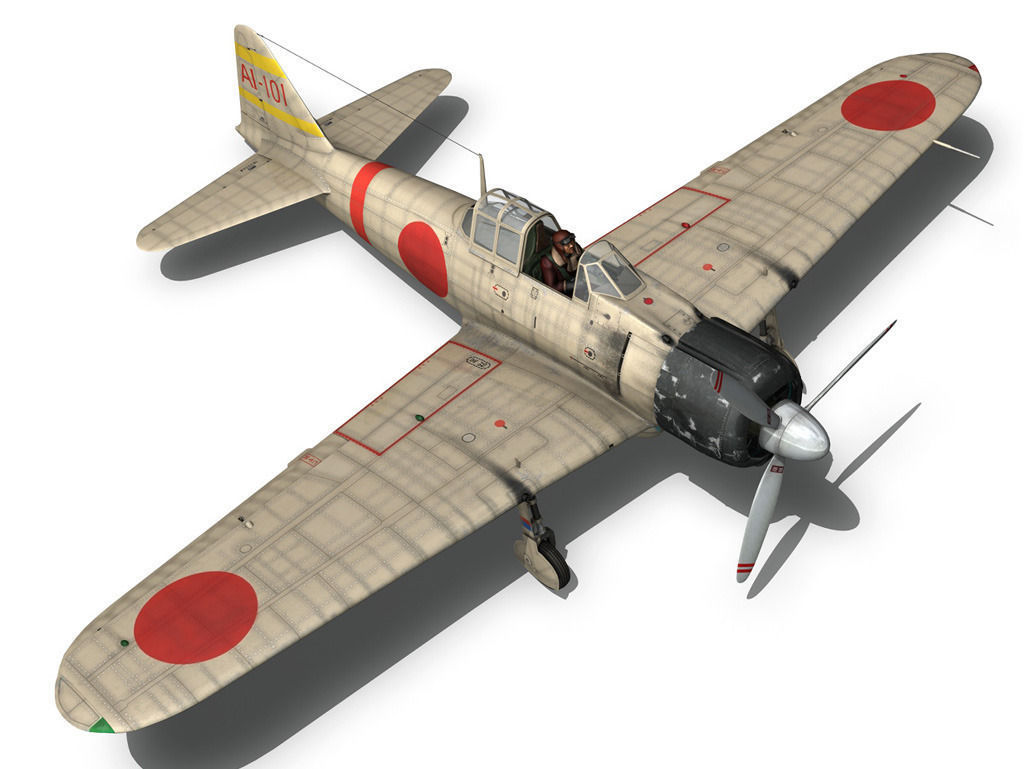 Mitsubishi A6M2 Zero - Carrier Akagi 3D model_13