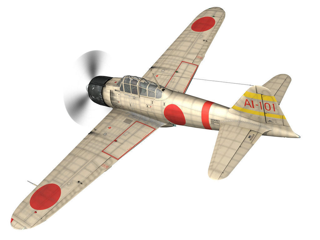 Mitsubishi A6M2 Zero - Carrier Akagi 3D model_4