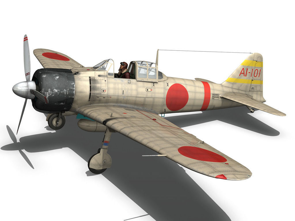 Mitsubishi A6M2 Zero - Carrier Akagi 3D model_10