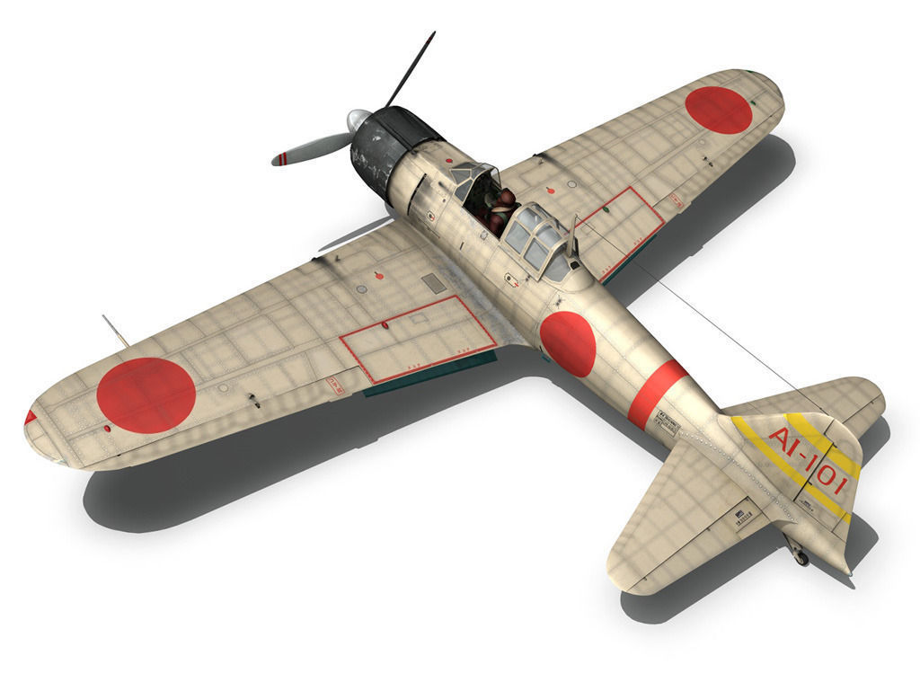 Mitsubishi A6M2 Zero - Carrier Akagi 3D model_11