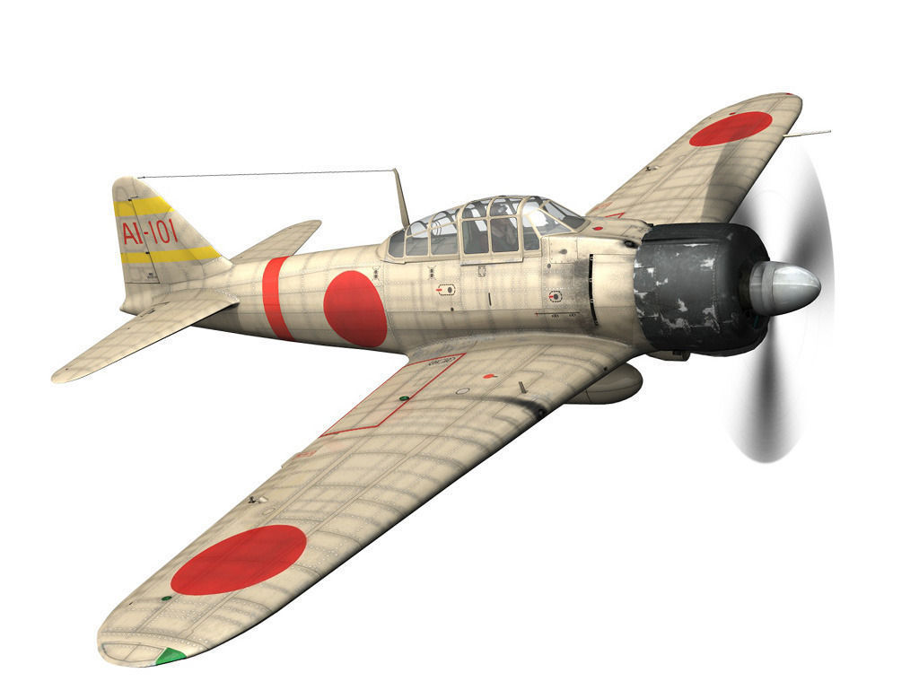 Mitsubishi A6M2 Zero - Carrier Akagi 3D model_7