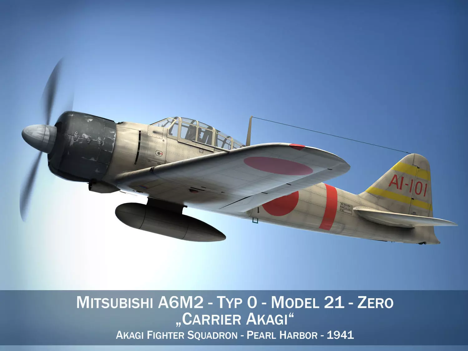 Mitsubishi A6M2 Zero - Carrier Akagi 3D model_0