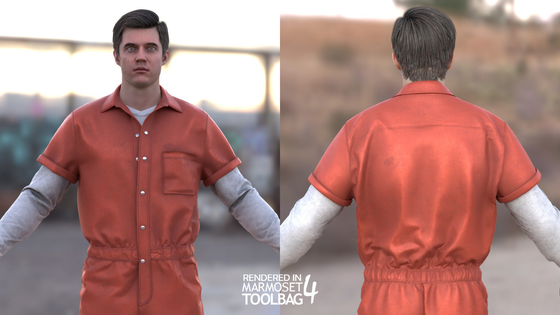 Man - Prisoner - Modular - Rigged Low-poly 3D model_6