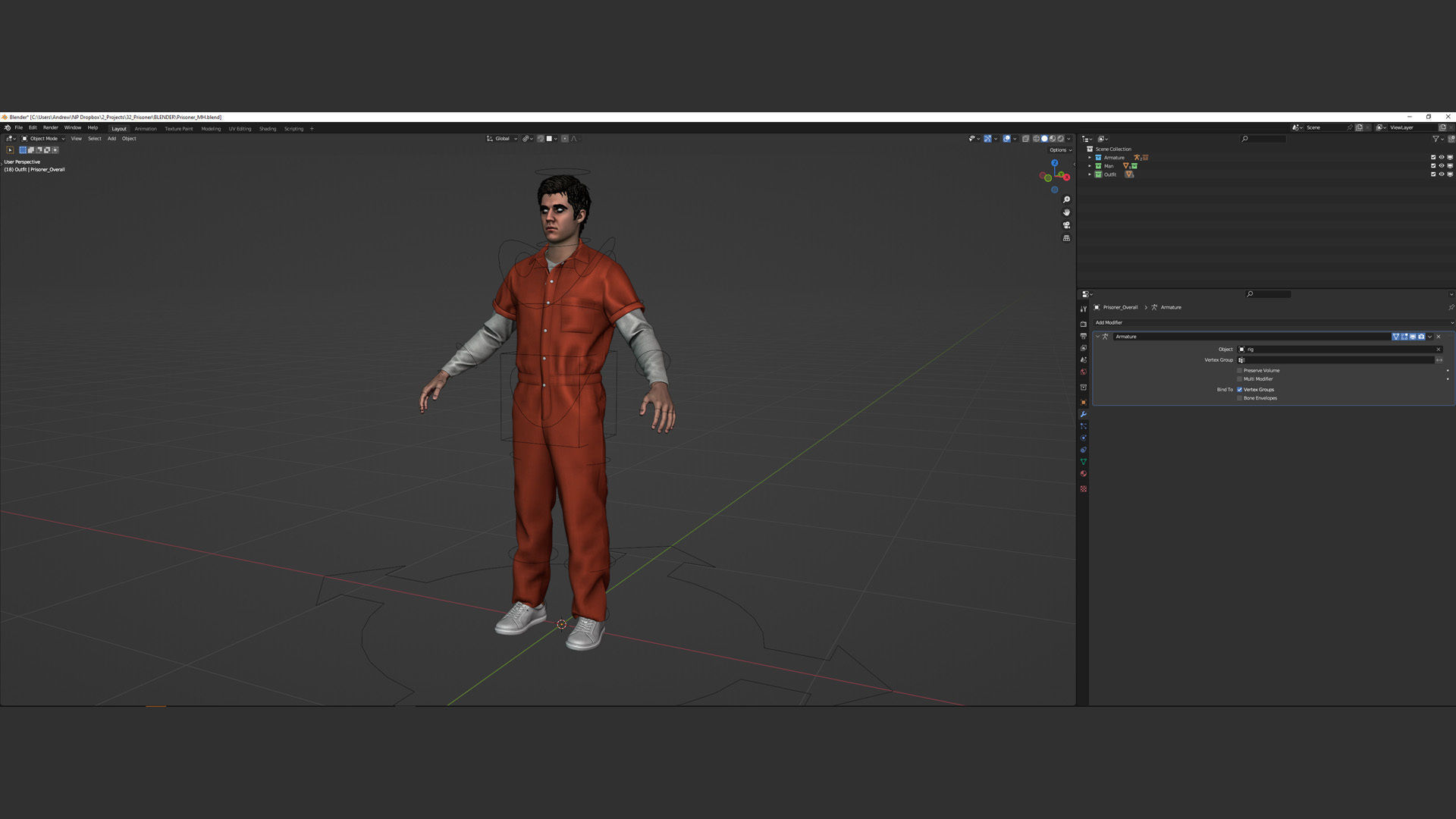 Man - Prisoner - Modular - Rigged Low-poly 3D model_7