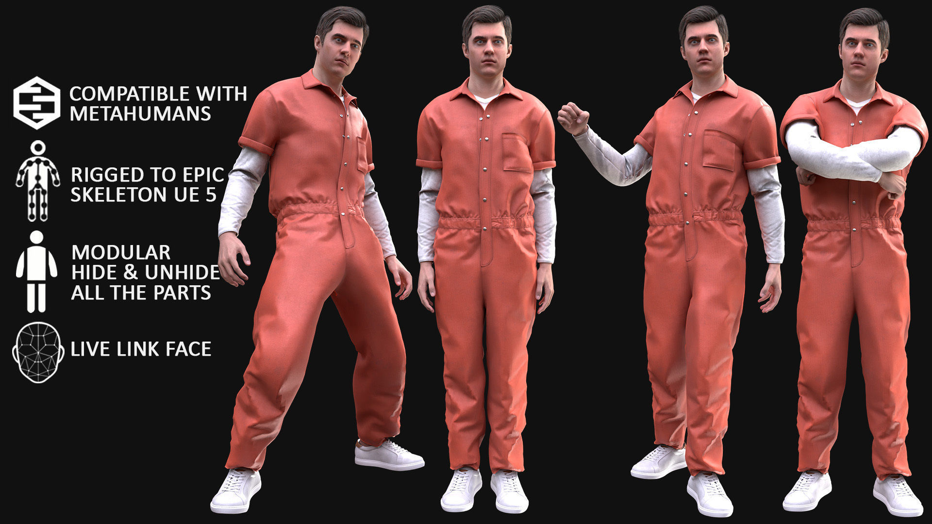 Man - Prisoner - Modular - Rigged Low-poly 3D model_3