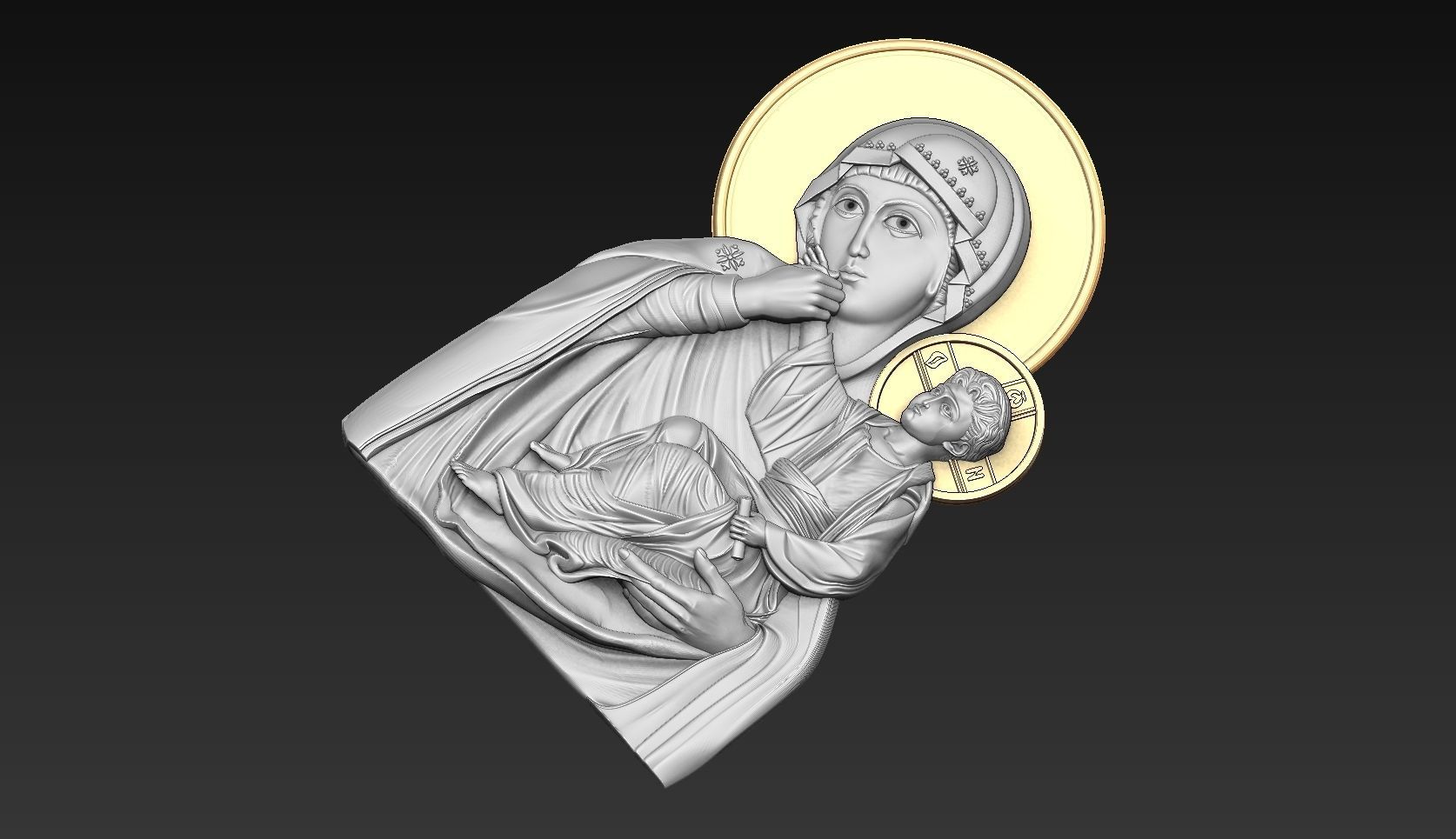 Virgin Mary icon orthodox Paramythia  3D print model_4