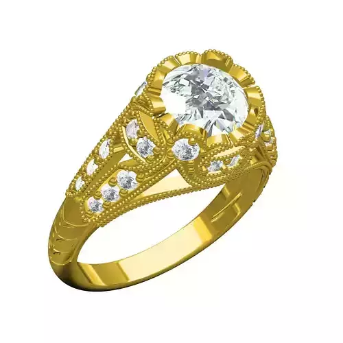 Filigree Art Deco Engagement Ring
