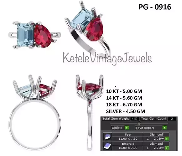 Toi Et Moi Design Heart Prongs 3D model