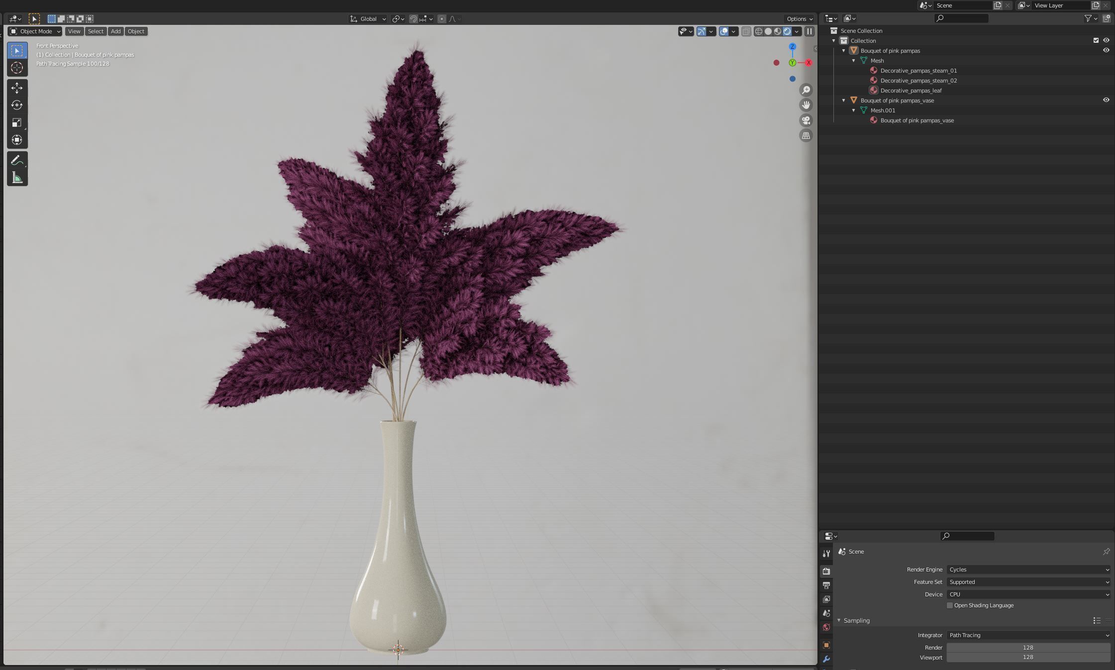 Bouquet of pink pampas 3D model_5