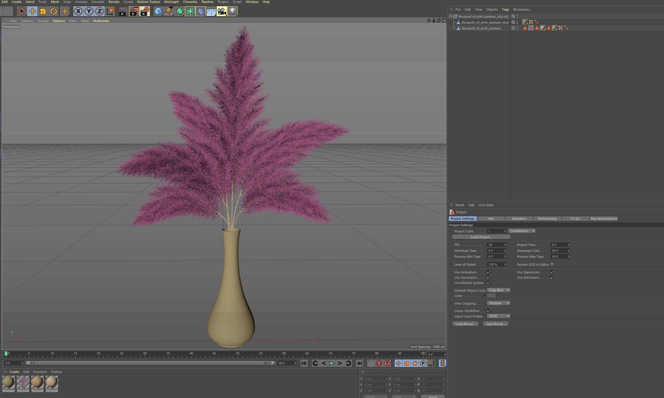Bouquet of pink pampas 3D model_4