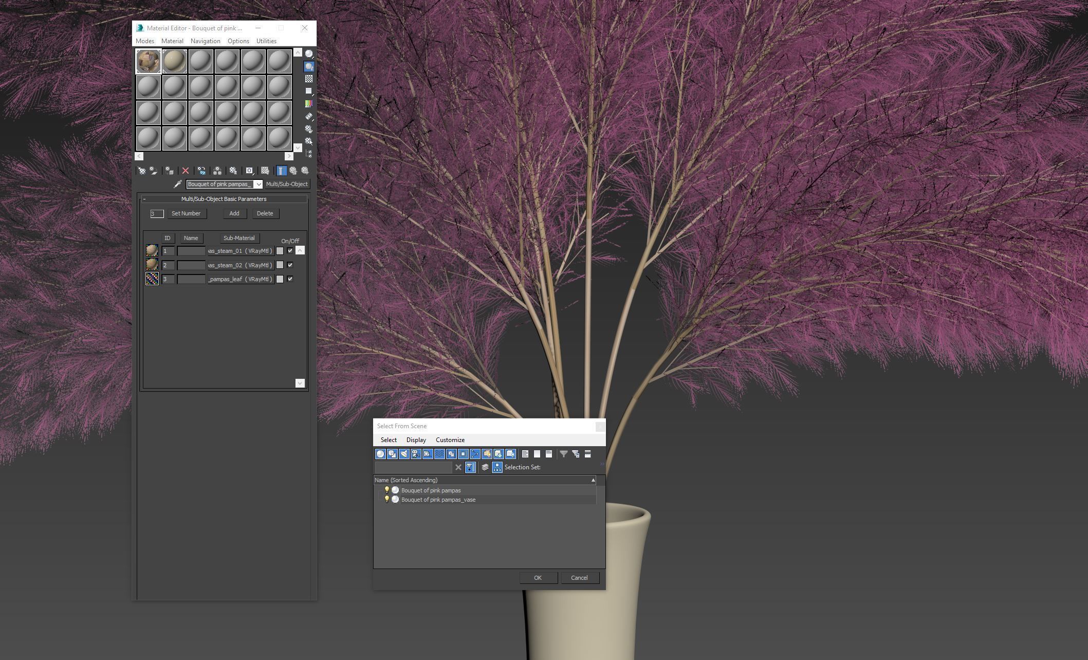 Bouquet of pink pampas 3D model_3