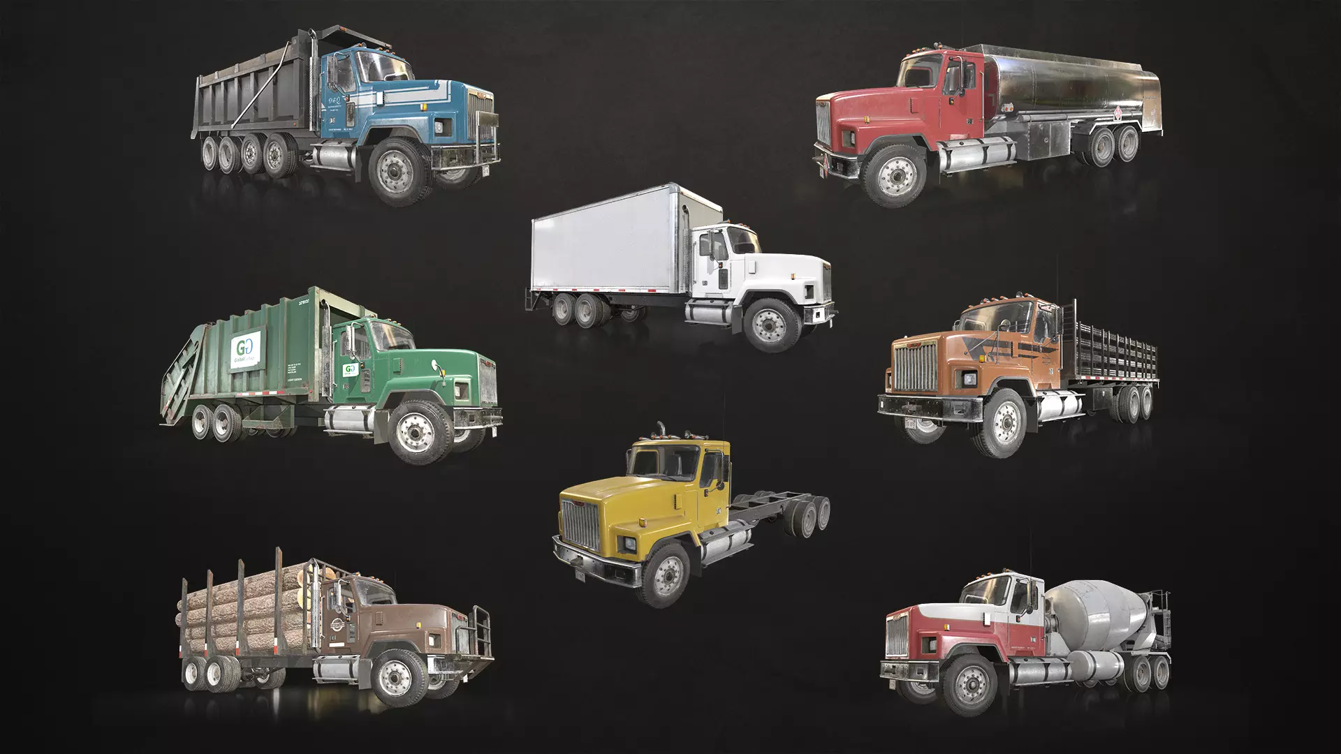 Classic Truck Collection Low-poly 3D model_0