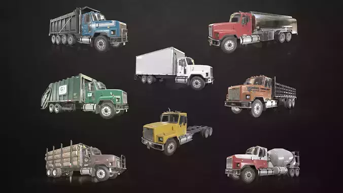 Classic Truck Collection Low-poly 3D model