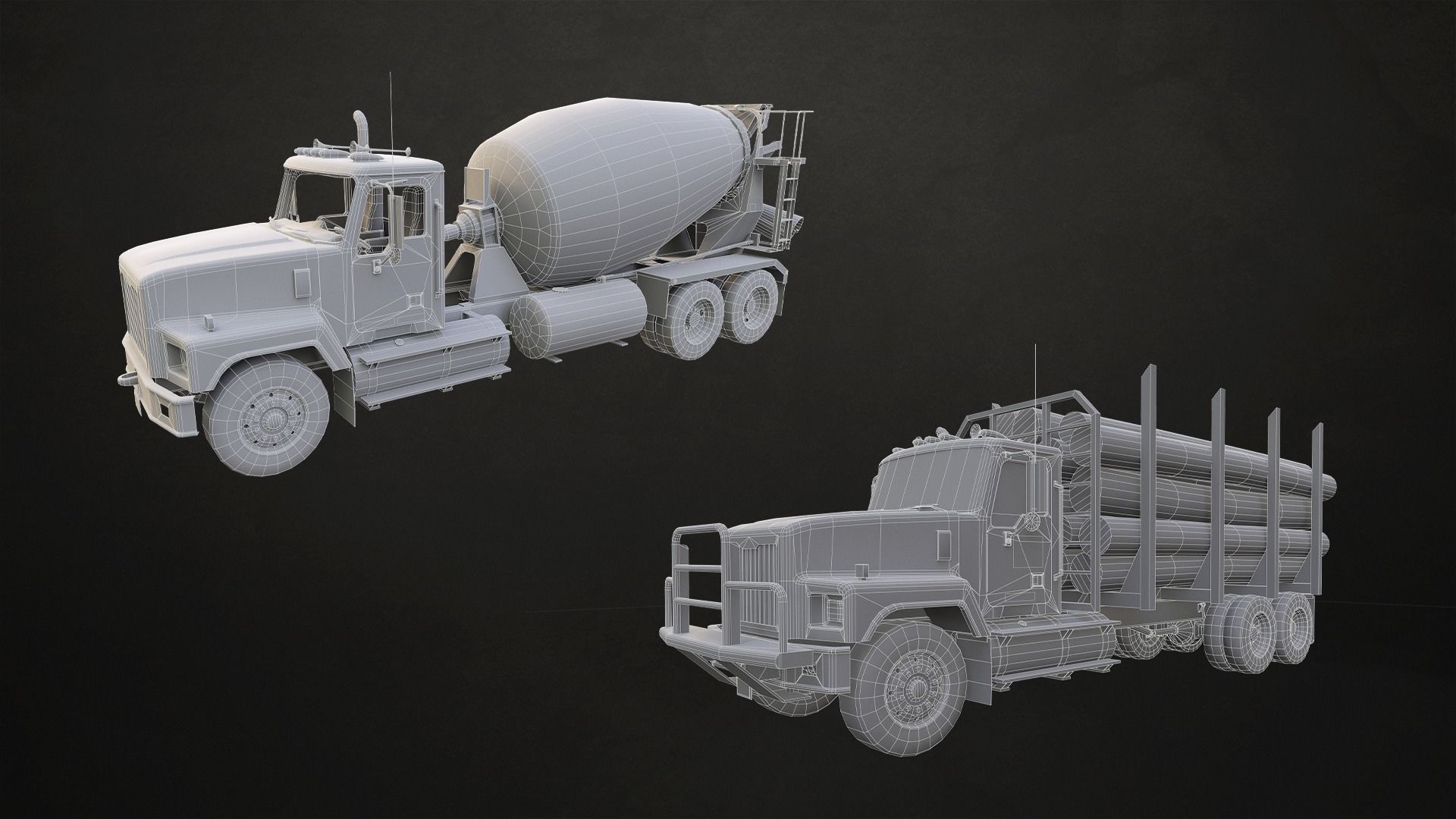 Classic Truck Collection Low-poly 3D model_21