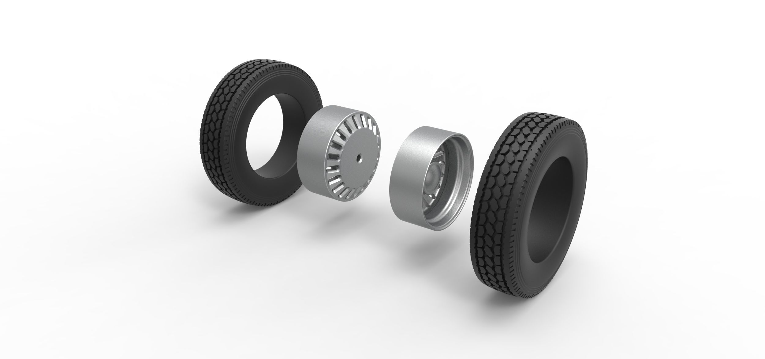 Rear custom wheel of semi truck Version 12 Scale 1 to 25 3D print model_8