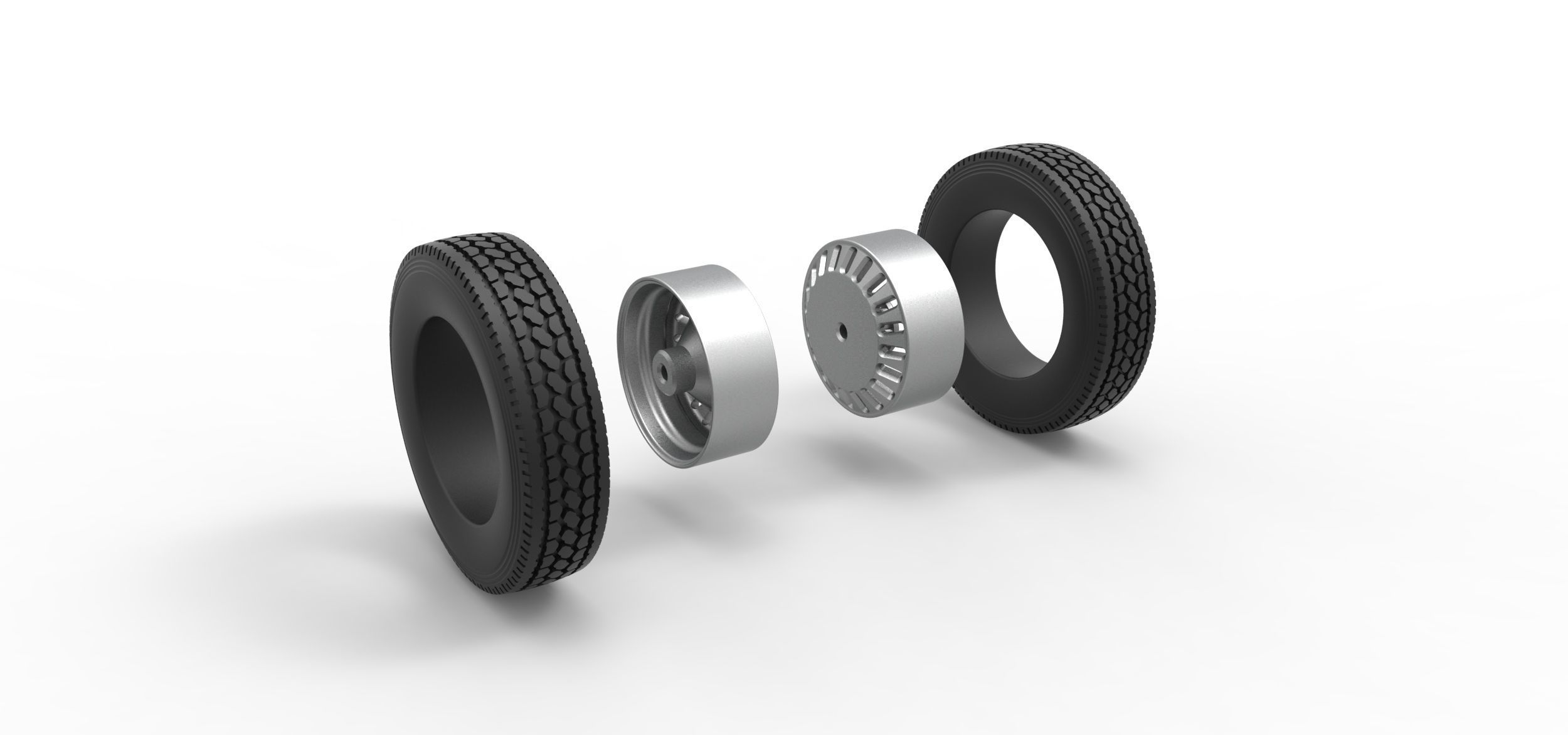 Rear custom wheel of semi truck Version 12 Scale 1 to 25 3D print model_9