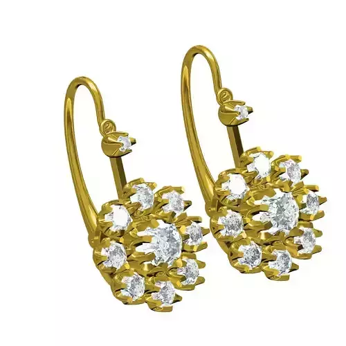 Round Diamond Cluster Hoop Earring