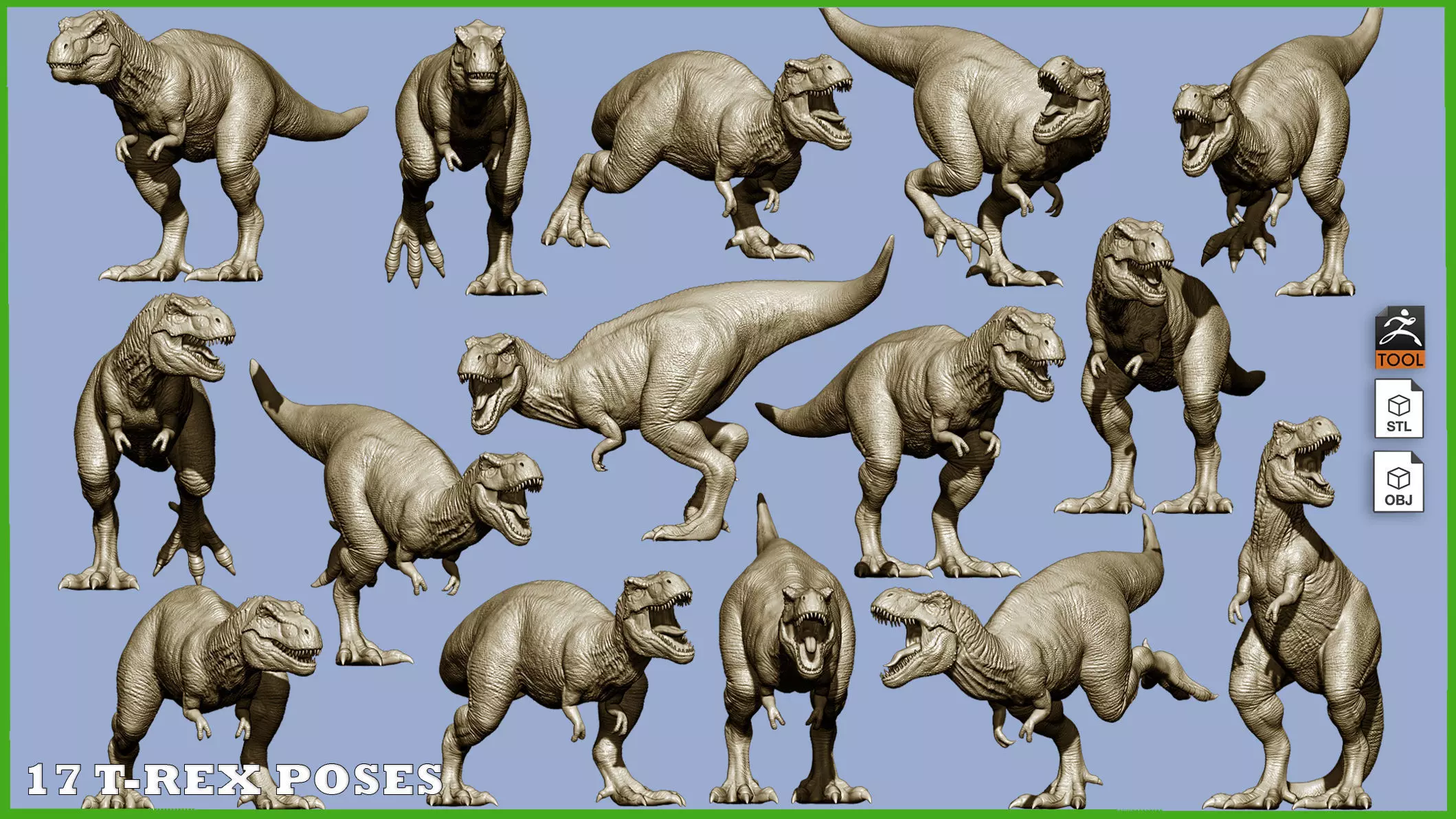 17 Tyrannosaurus t rex  poses 3D model_0
