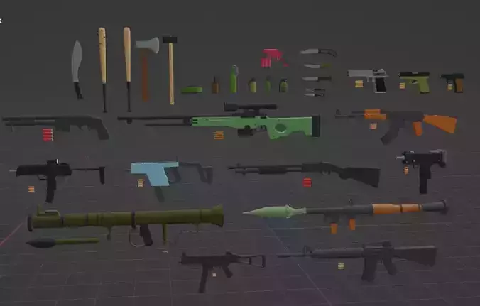 Low Poly Weapons Pack 3D model