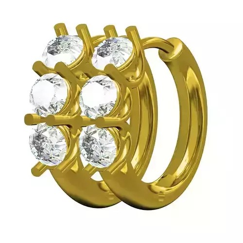 Three Stone Hoop Earring