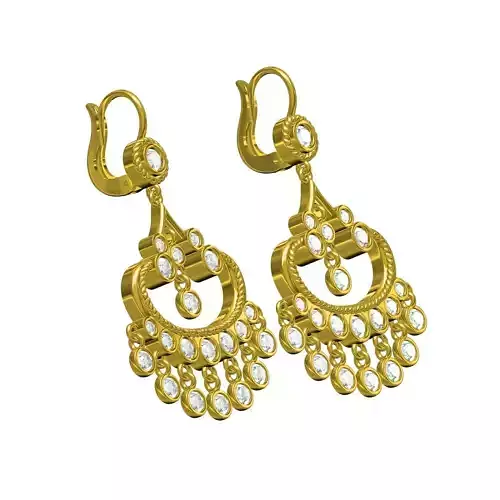 Womans Bezel Diamond Drop Chandelier Earring