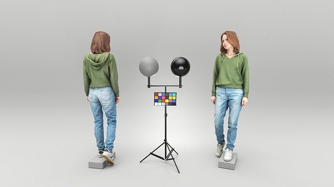 Young woman walking in casual outfit 396 Low-poly 3D model