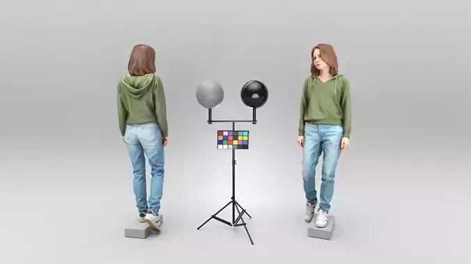 Young woman walking in casual outfit 396